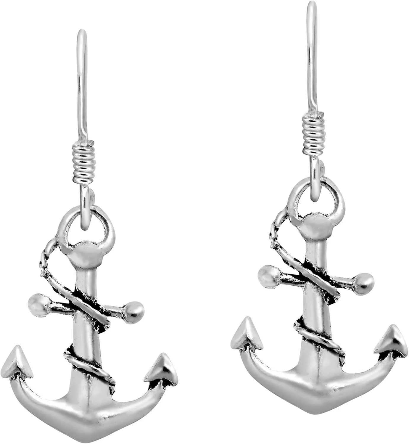 AeraVida Trendy Nautical Rope and Anchor .925 Sterling Silver Earrings | Casual Sterling Silver Earring for Women | Jewelry Gift
