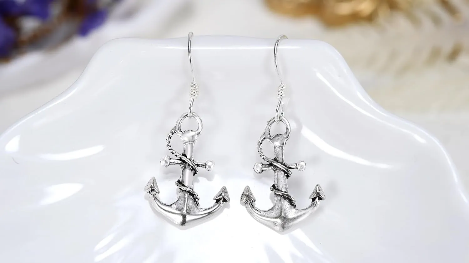 AeraVida Trendy Nautical Rope and Anchor .925 Sterling Silver Earrings | Casual Sterling Silver Earring for Women | Jewelry Gift