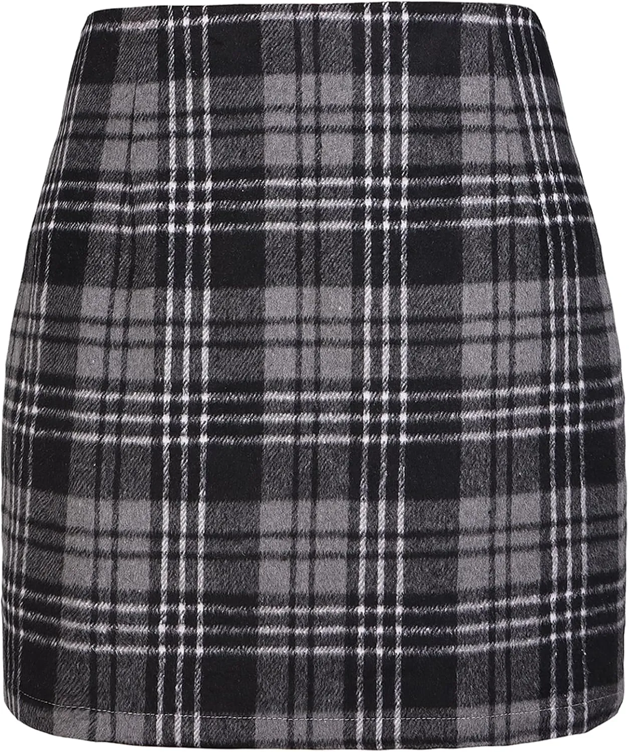 ATHX Women's High Waist Plaid Mini Skirts Fall Winter Wool Zipper Bodycon A Line Pencil Skirt Wrap Short Skirt for Women