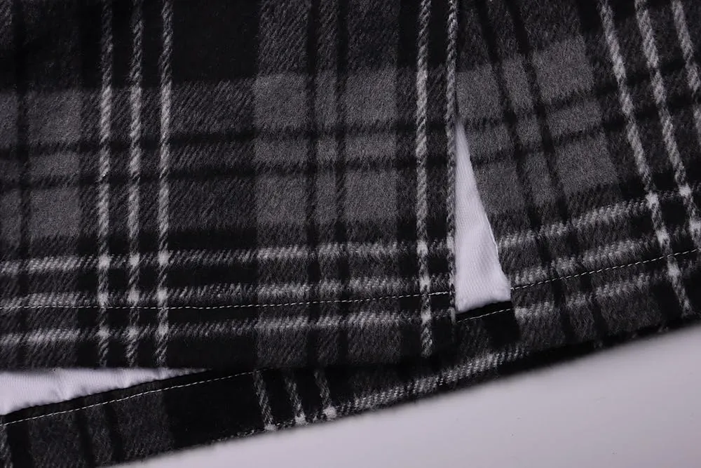 ATHX Women's High Waist Plaid Mini Skirts Fall Winter Wool Zipper Bodycon A Line Pencil Skirt Wrap Short Skirt for Women