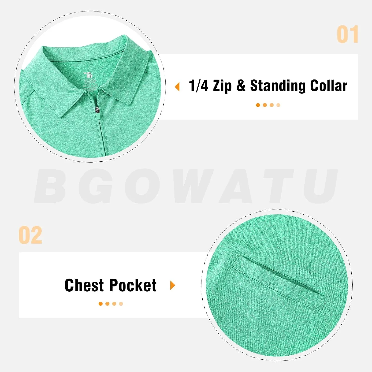 BGOWATU Women's Short Sleeve Golf Polo Shirts 1/4 Zip Tennis Tops Collared T-Shirts UV Protection Quick Dry