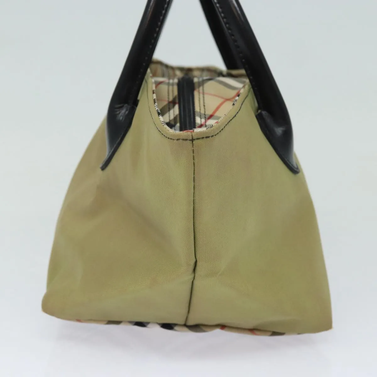 BURBERRY Nova Check Blue Label Hand Bag Nylon Beige  bs16350