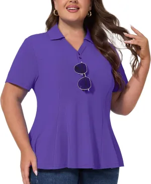 Casei Women's Plus Size Golf Polo Shirt with Sunglasses Holder UPF 50  Tunic Tops Casual Workout Work Shirts