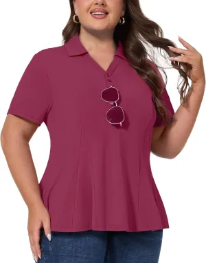 Casei Women's Plus Size Golf Polo Shirt with Sunglasses Holder UPF 50  Tunic Tops Casual Workout Work Shirts