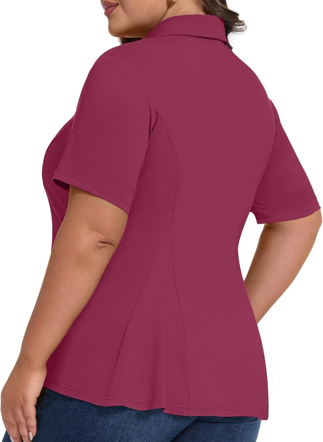 Casei Women's Plus Size Golf Polo Shirt with Sunglasses Holder UPF 50  Tunic Tops Casual Workout Work Shirts