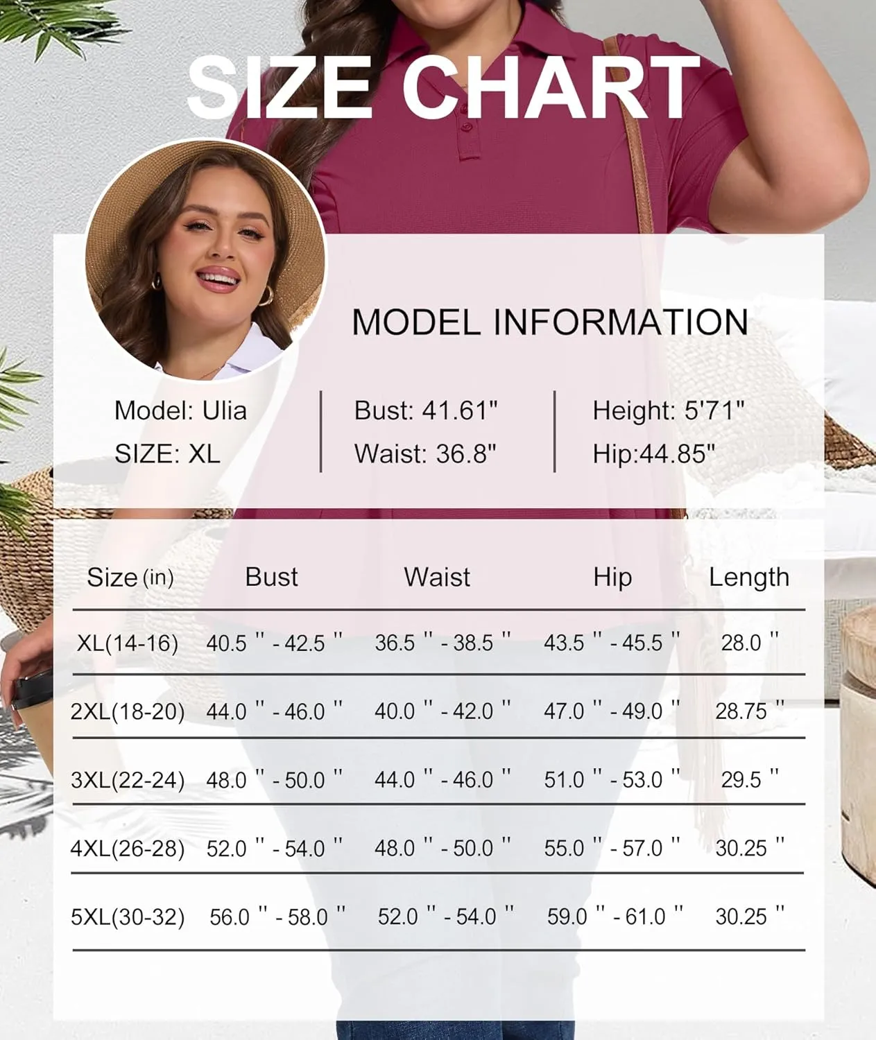 Casei Women's Plus Size Golf Polo Shirt with Sunglasses Holder UPF 50  Tunic Tops Casual Workout Work Shirts