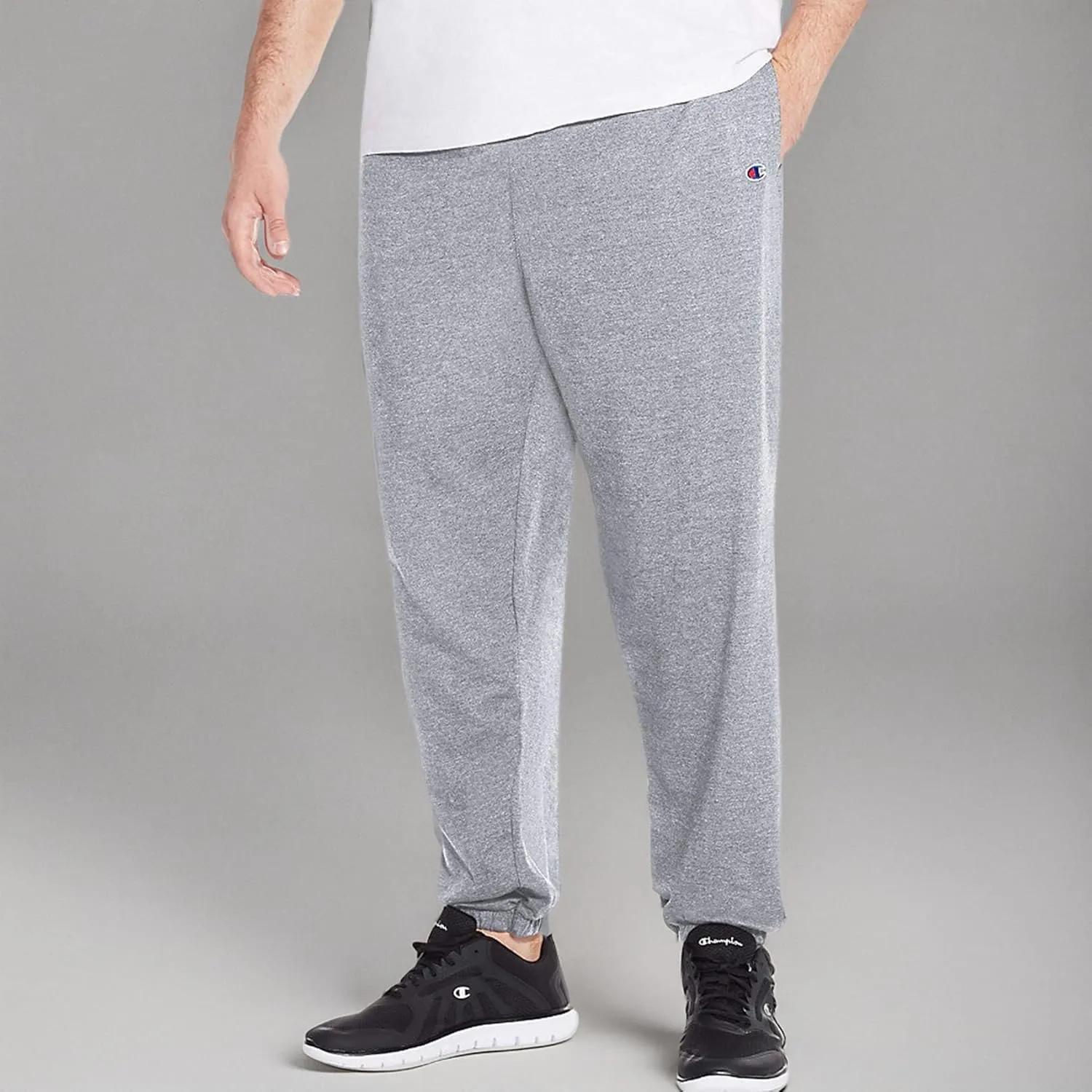 Champion Big and Tall Lightweight Sweatpants for Men - Jersey Cotton Jogger Pants Heather Grey