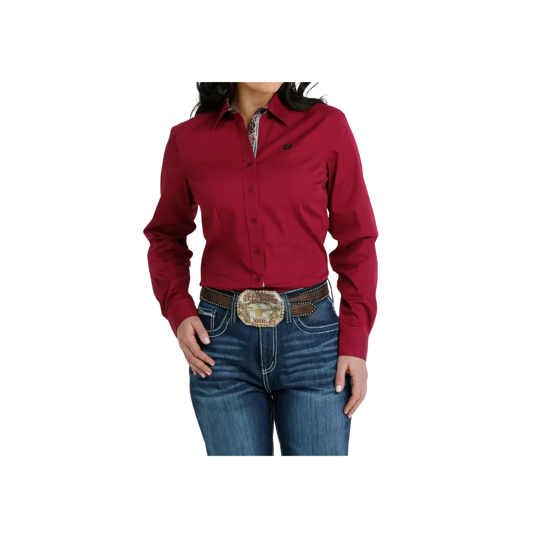 Cinch Women's Button Down Western Burgundy Shirt
