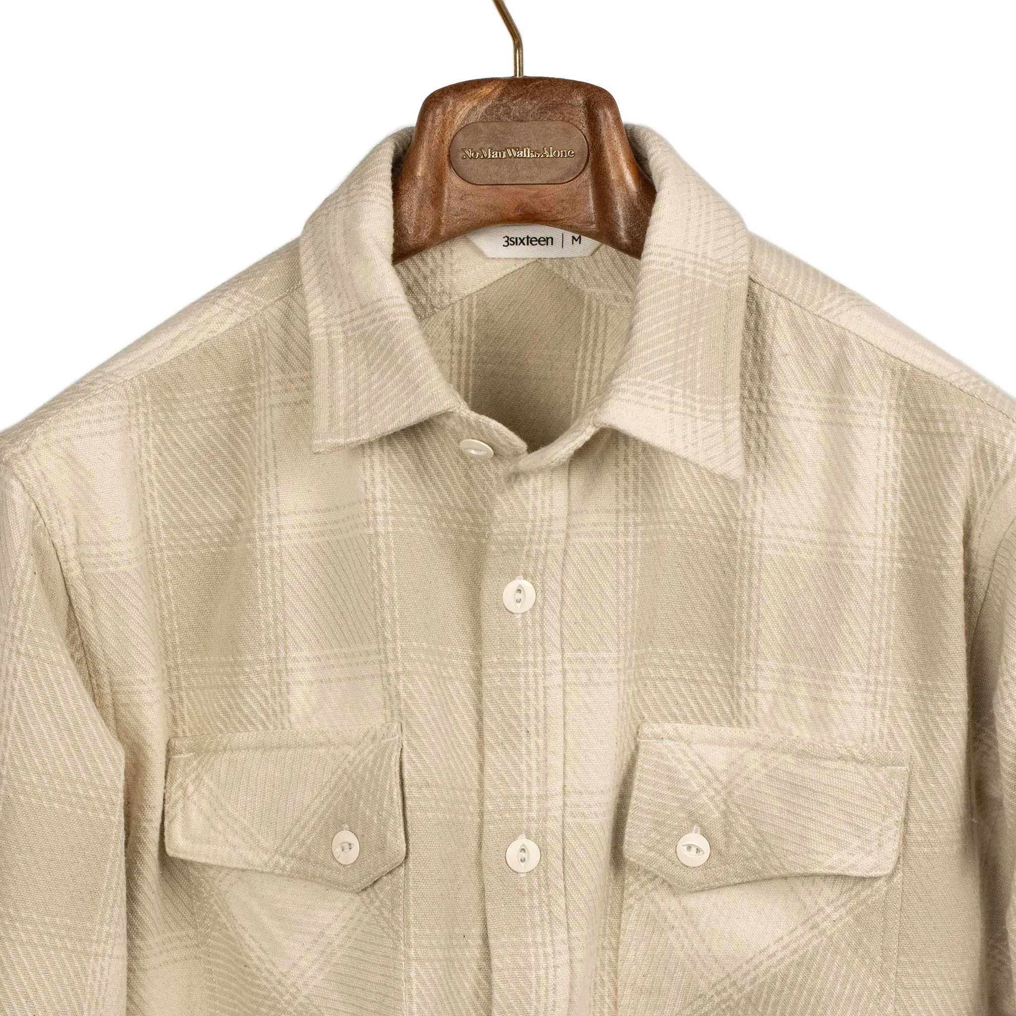 Crosscut flannel shirt in Alabaster check cotton