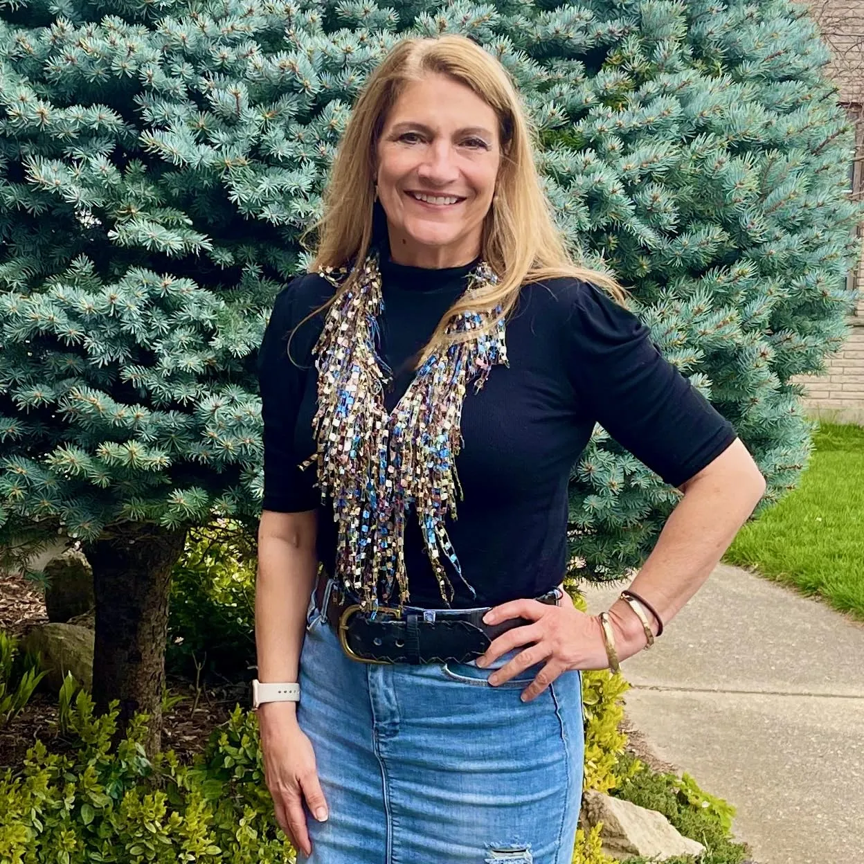 Denim Boho Scarf for Women - Fringe Scarf Infinity - Denim Necklace - Autumn Fall Spring Summer Scarf for Women Lightweight - Women's Scarf for Denim Jacket or Blue Jeans - Mother's Day Scarf Gift - Gift for Mom
