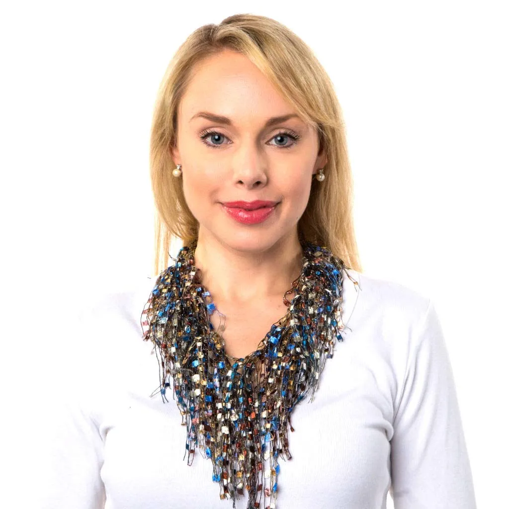 Denim Boho Scarf for Women - Fringe Scarf Infinity - Denim Necklace - Autumn Fall Spring Summer Scarf for Women Lightweight - Women's Scarf for Denim Jacket or Blue Jeans - Mother's Day Scarf Gift - Gift for Mom
