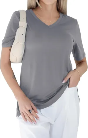 GAYHAY V Neck T Shirts for Women - Soft Short Sleeve Basic Tees Comfortable Spring Summer Casual Trendy Tops 2025