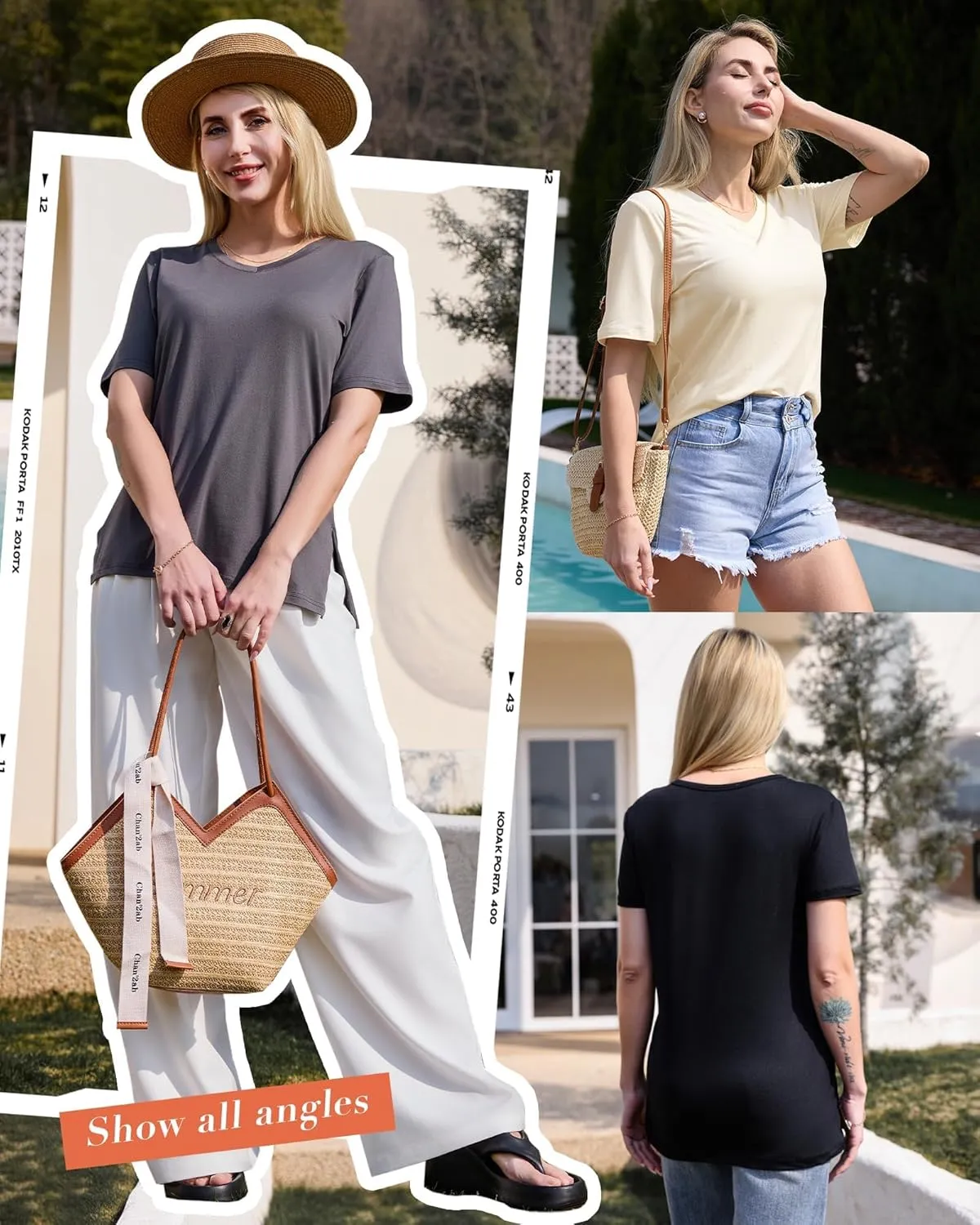 GAYHAY V Neck T Shirts for Women - Soft Short Sleeve Basic Tees Comfortable Spring Summer Casual Trendy Tops 2025