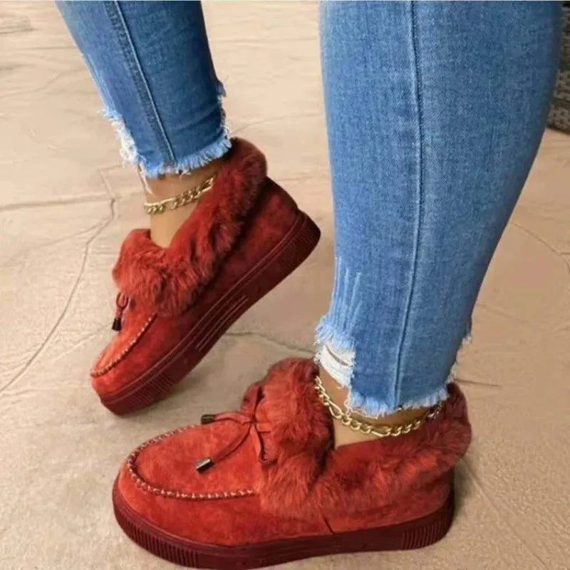 Hnzxzm Women Winter Boots Warm Plush Velvet Ankle Snow Boots Lace Up Soft Winter Sneakers Comfortable Cotton Shoes for Women