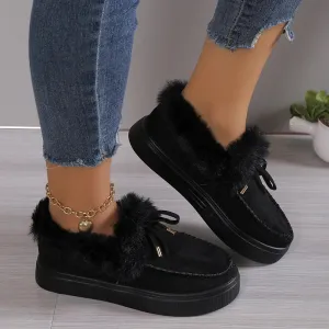 Hnzxzm Women Winter Boots Warm Plush Velvet Ankle Snow Boots Lace Up Soft Winter Sneakers Comfortable Cotton Shoes for Women