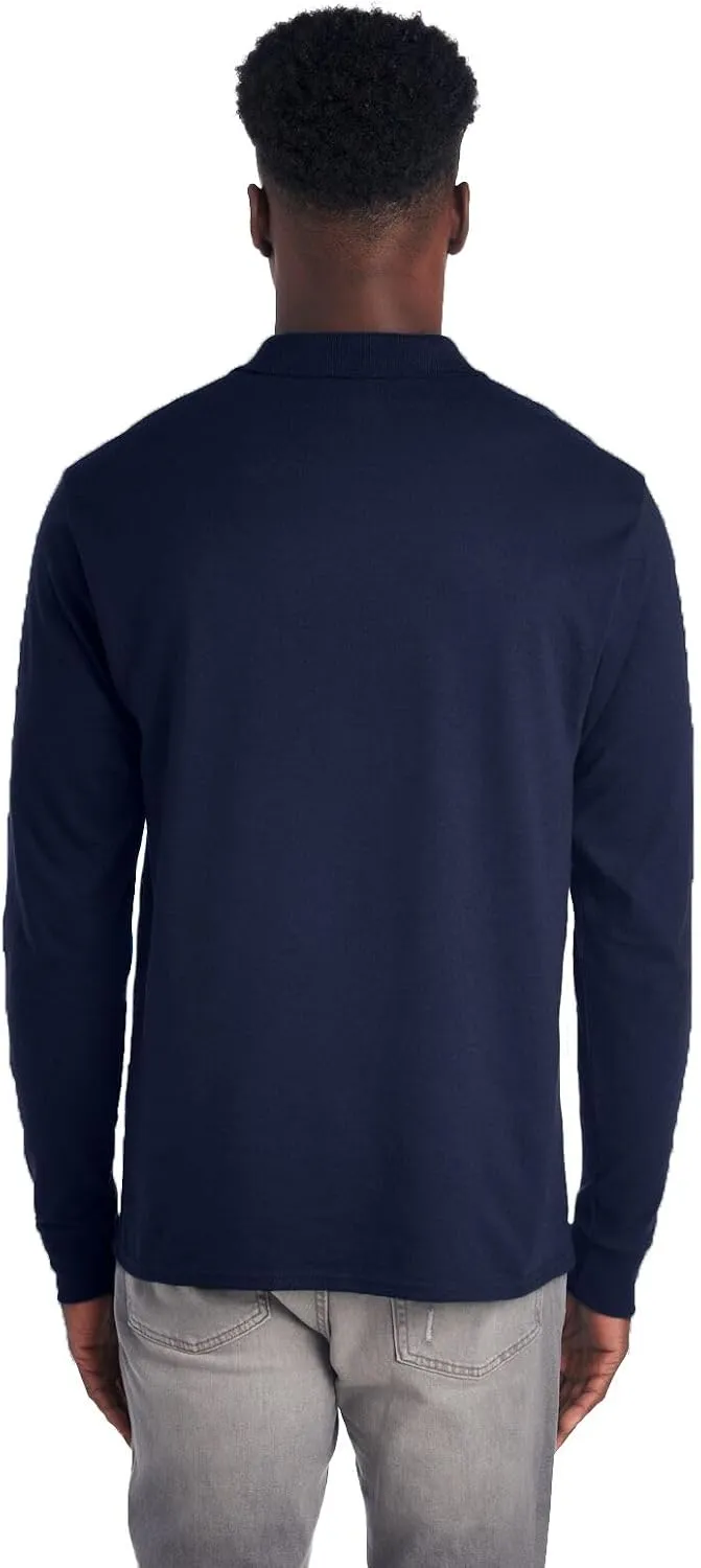Jerzees Men's Long Sleeve Polo Shirts, Cotton Blend, Two Button Closure, Regular Fit, Sizes S-2x