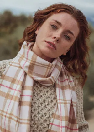 John Hanly Merino Scarf | Pink Check