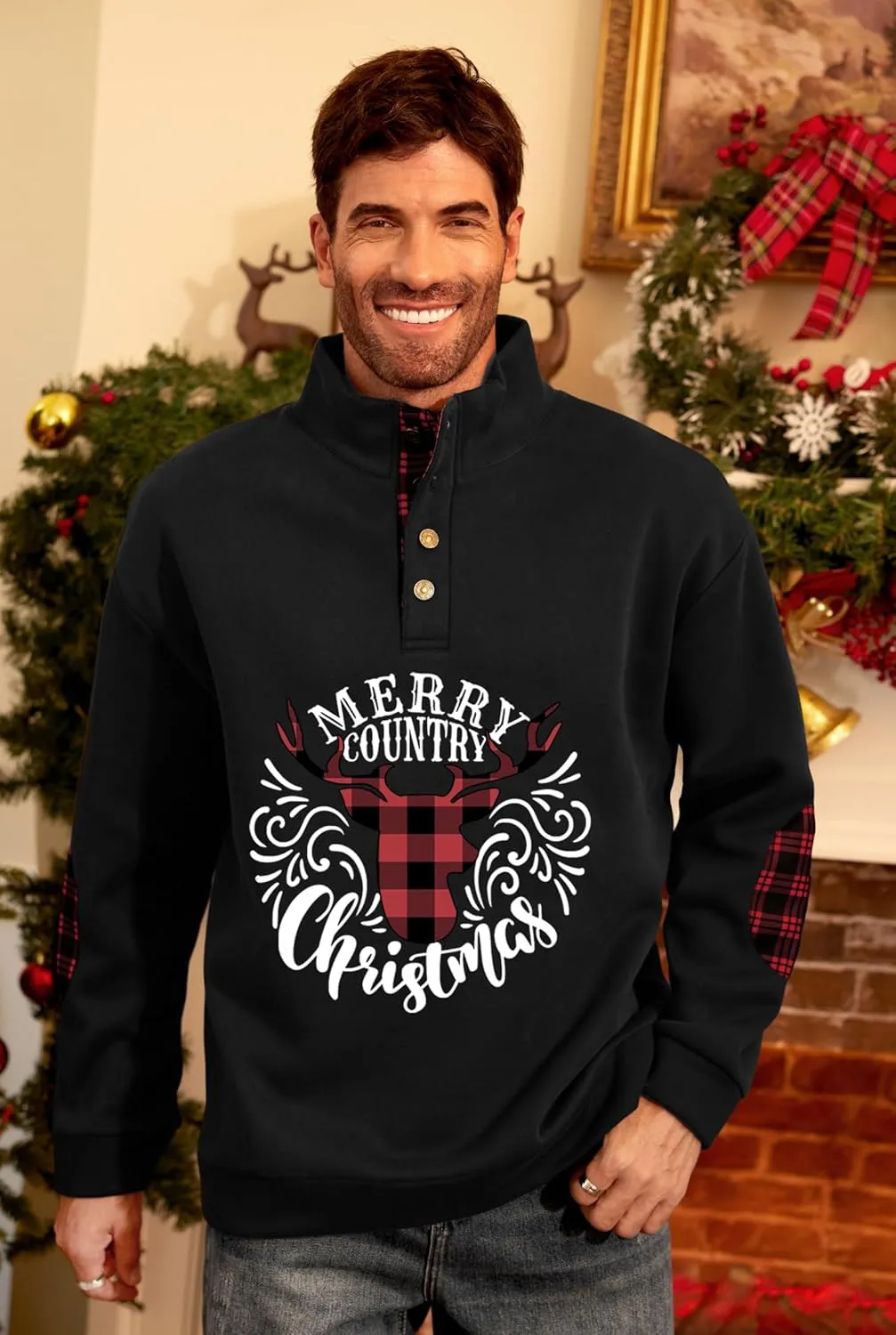 Mens Corduroy Fleece Lined Sweatshirts Long Sleeve Heavyweight Casual Button Pullover (S-XXL)