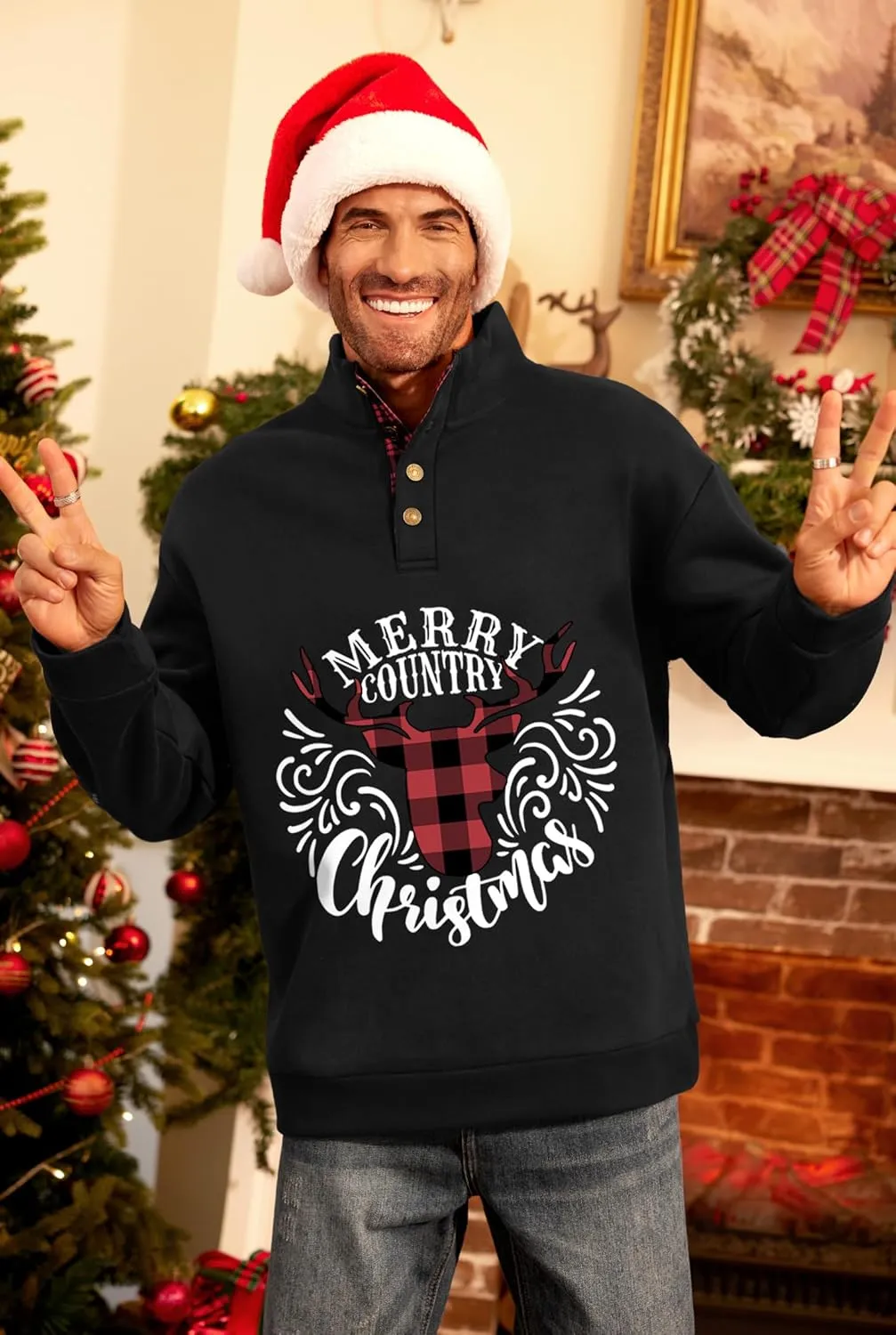 Mens Corduroy Fleece Lined Sweatshirts Long Sleeve Heavyweight Casual Button Pullover (S-XXL)