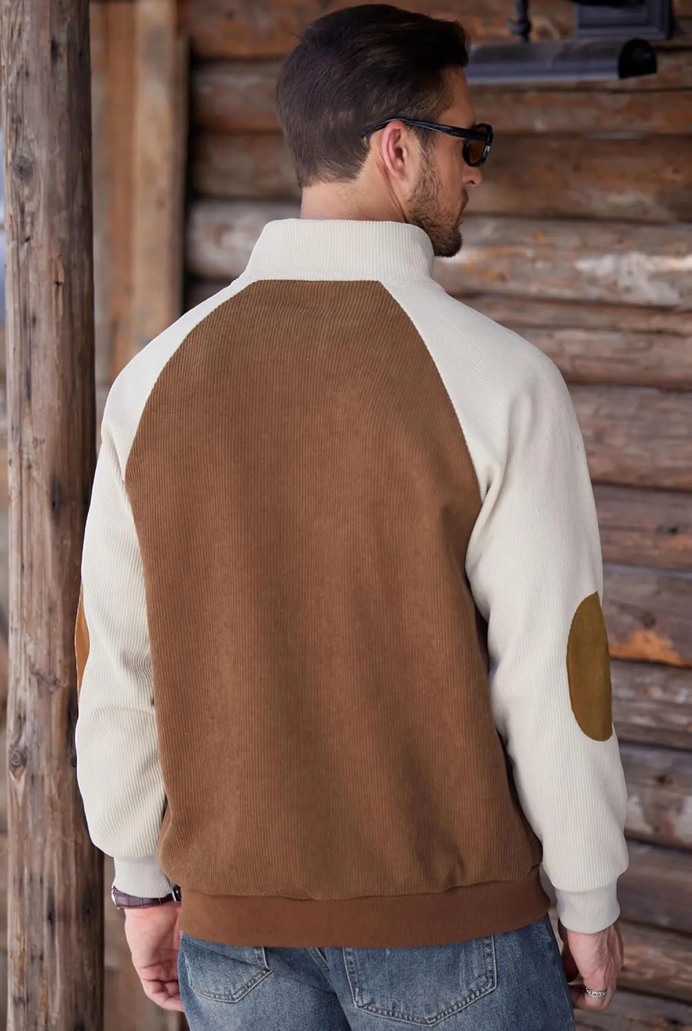Mens Corduroy Fleece Lined Sweatshirts Long Sleeve Heavyweight Casual Button Pullover (S-XXL)