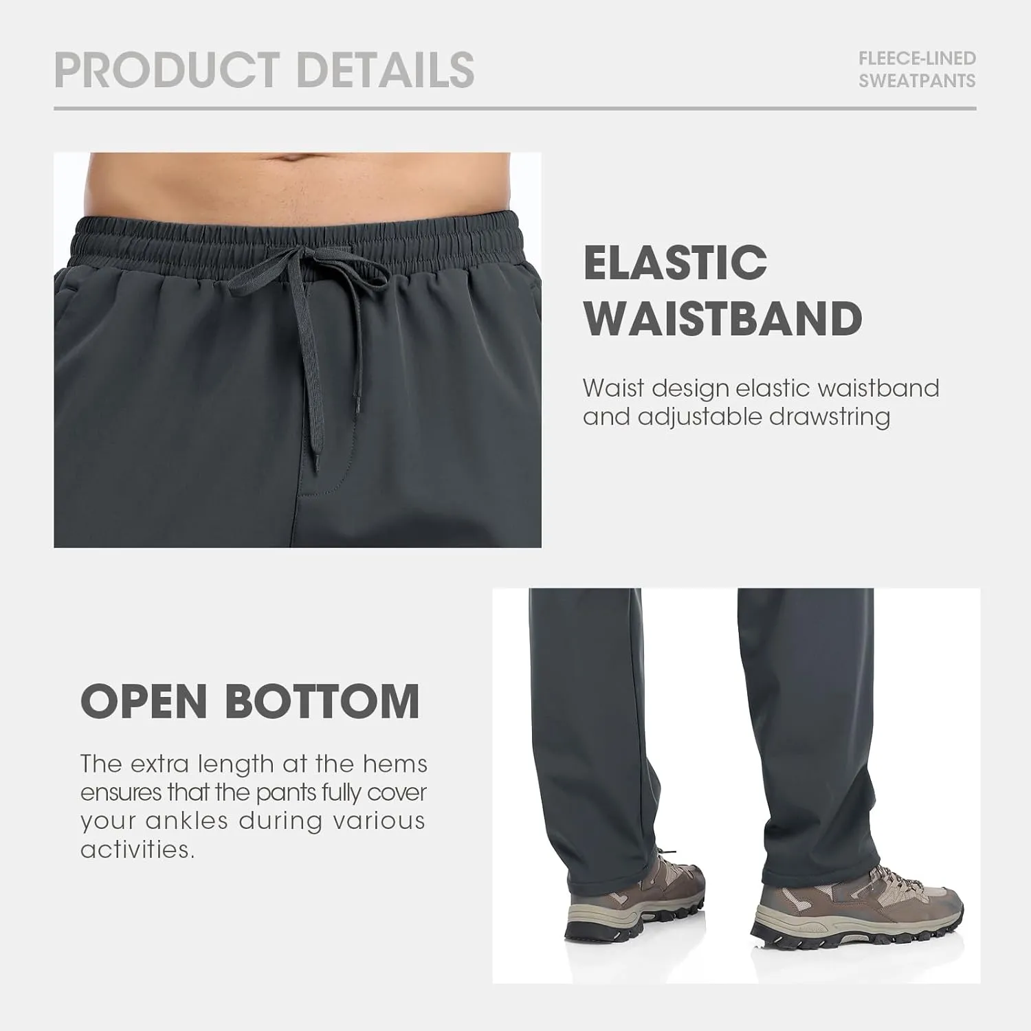Men's Fleece Lined Jogger Winter Athletic Workout Warm Pants with Zipper Pockets