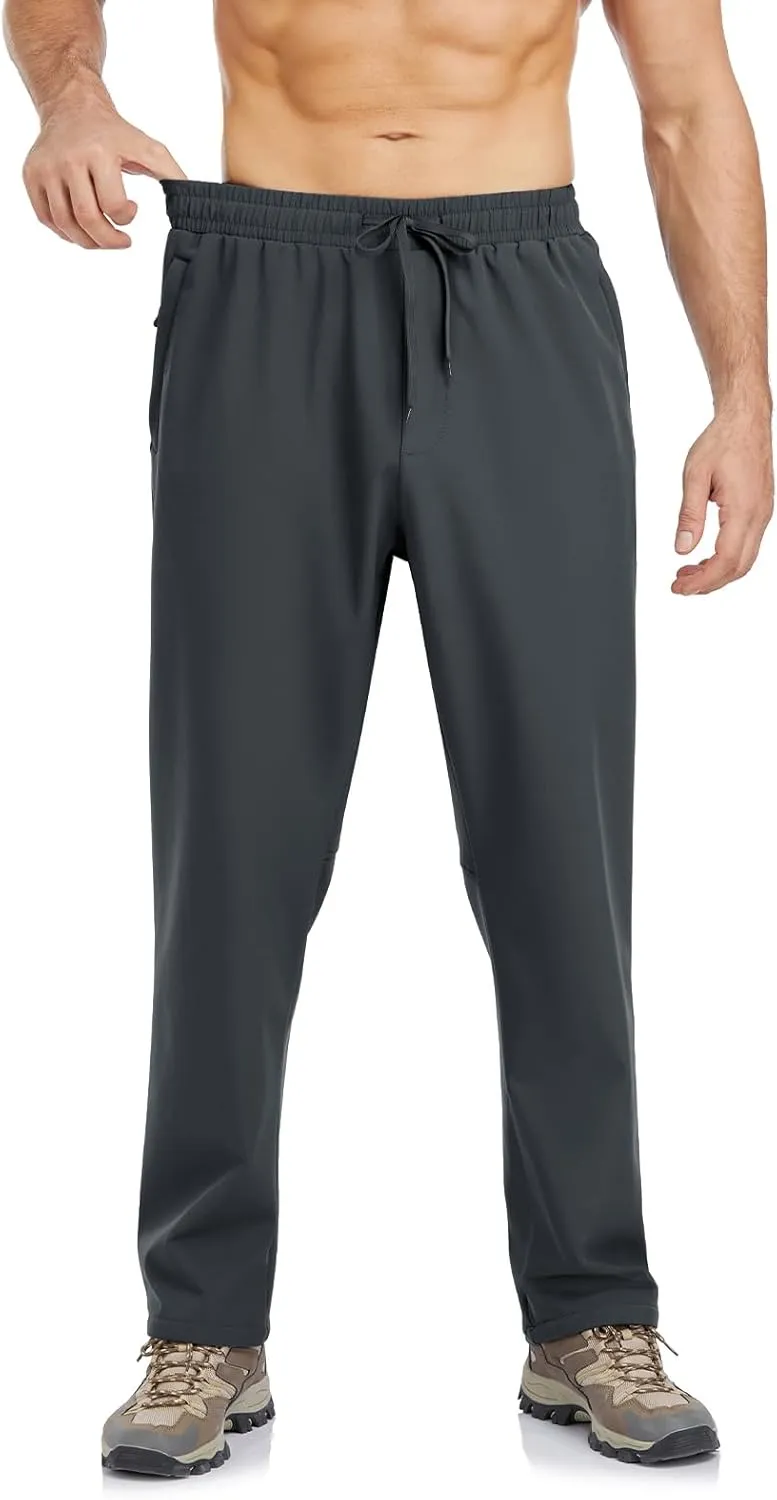 Men's Fleece Lined Jogger Winter Athletic Workout Warm Pants with Zipper Pockets