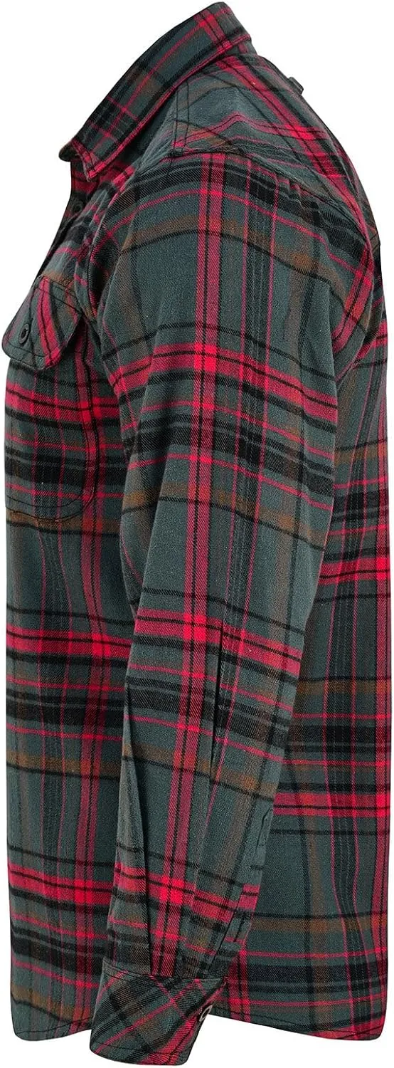 Men's Long Sleeve Plaid Button Down Casual Flannel Shirt, for Men Soft 100% Cotton, Corduroy Cuffs