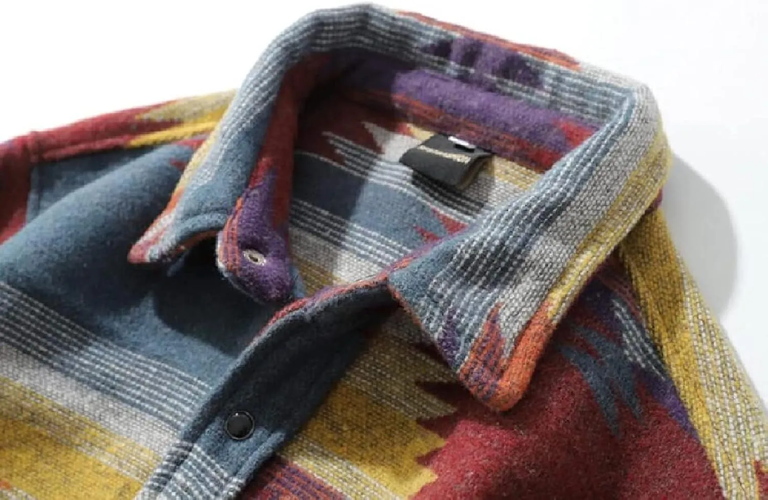 Men's Retro Aztec Print Flannel Shacket Long Sleeve Brushed Button-Down Shirt Jacket