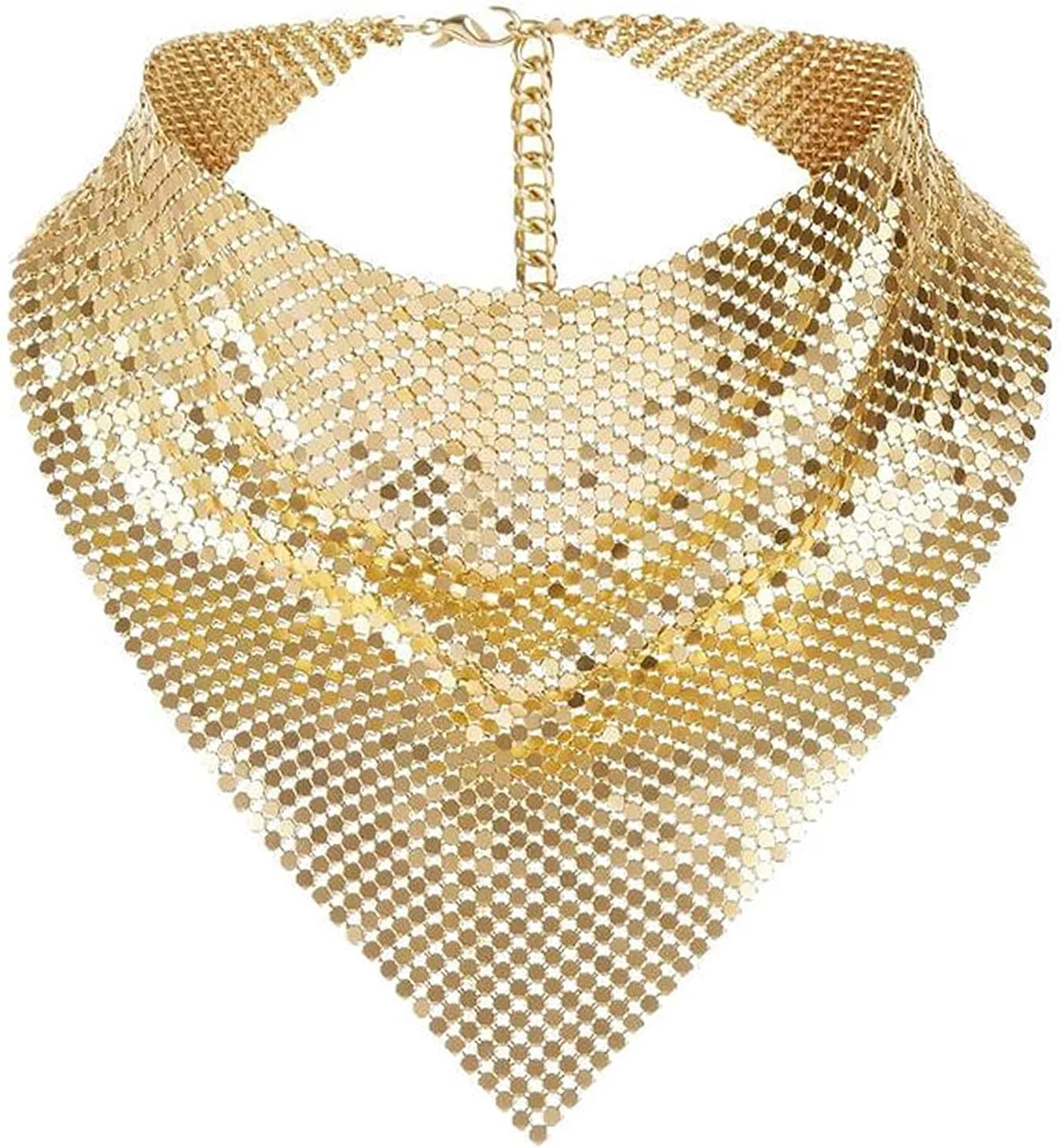 Shiny Sequins Scarf Women's Punk Necklace Personality Street Bling Bib Accessories for Disco Party Nightclub Fashion Show