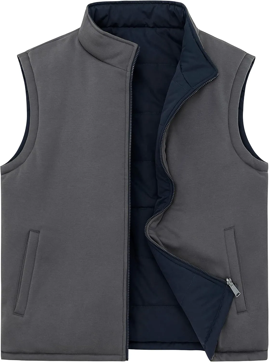 Soularge Men's Big and Tall Winter Thickened Warm Reversible Puffer Vest