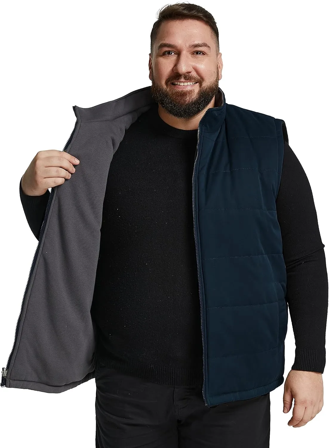 Soularge Men's Big and Tall Winter Thickened Warm Reversible Puffer Vest