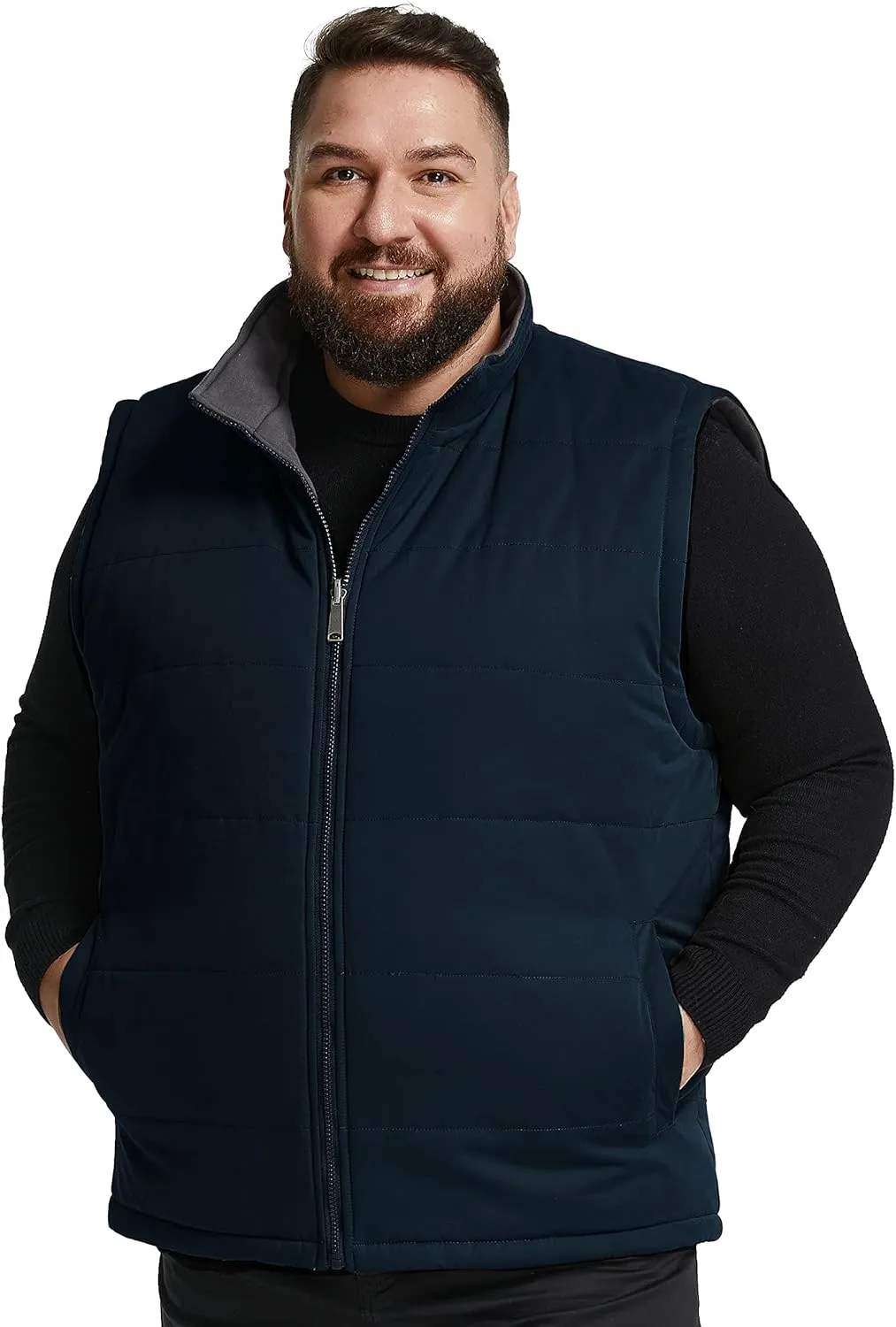 Soularge Men's Big and Tall Winter Thickened Warm Reversible Puffer Vest