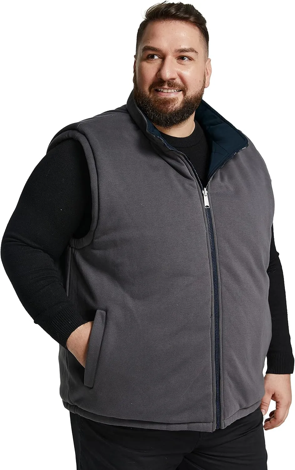 Soularge Men's Big and Tall Winter Thickened Warm Reversible Puffer Vest