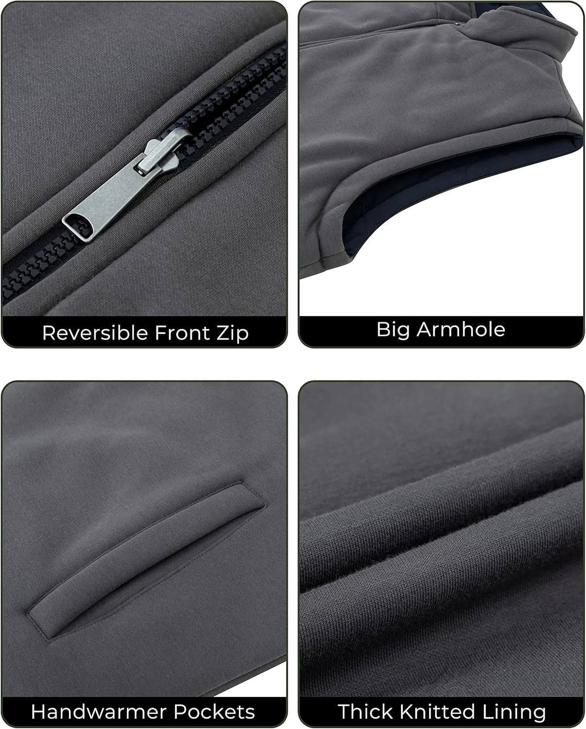 Soularge Men's Big and Tall Winter Thickened Warm Reversible Puffer Vest