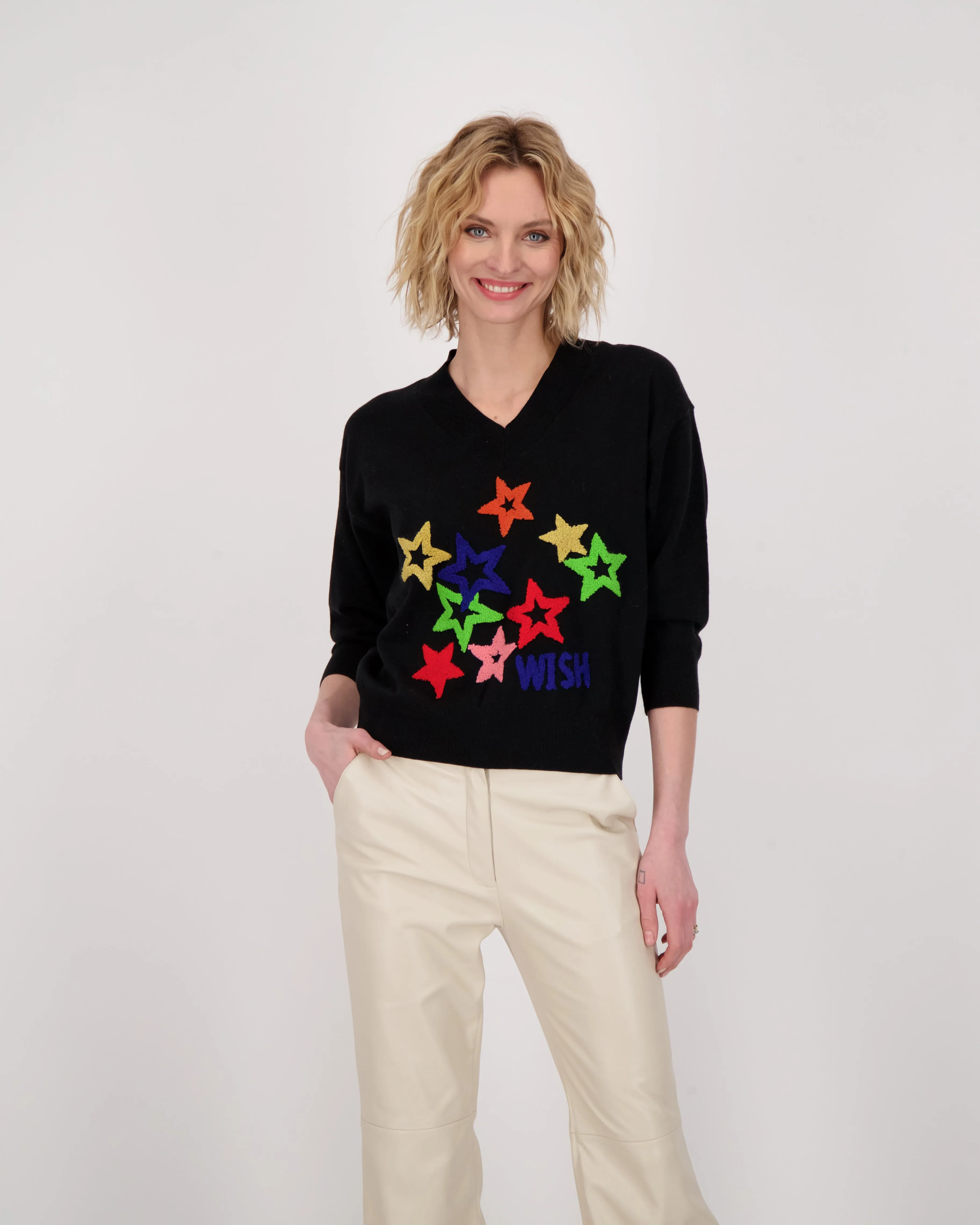 Wish For Stars V Neck Sweater