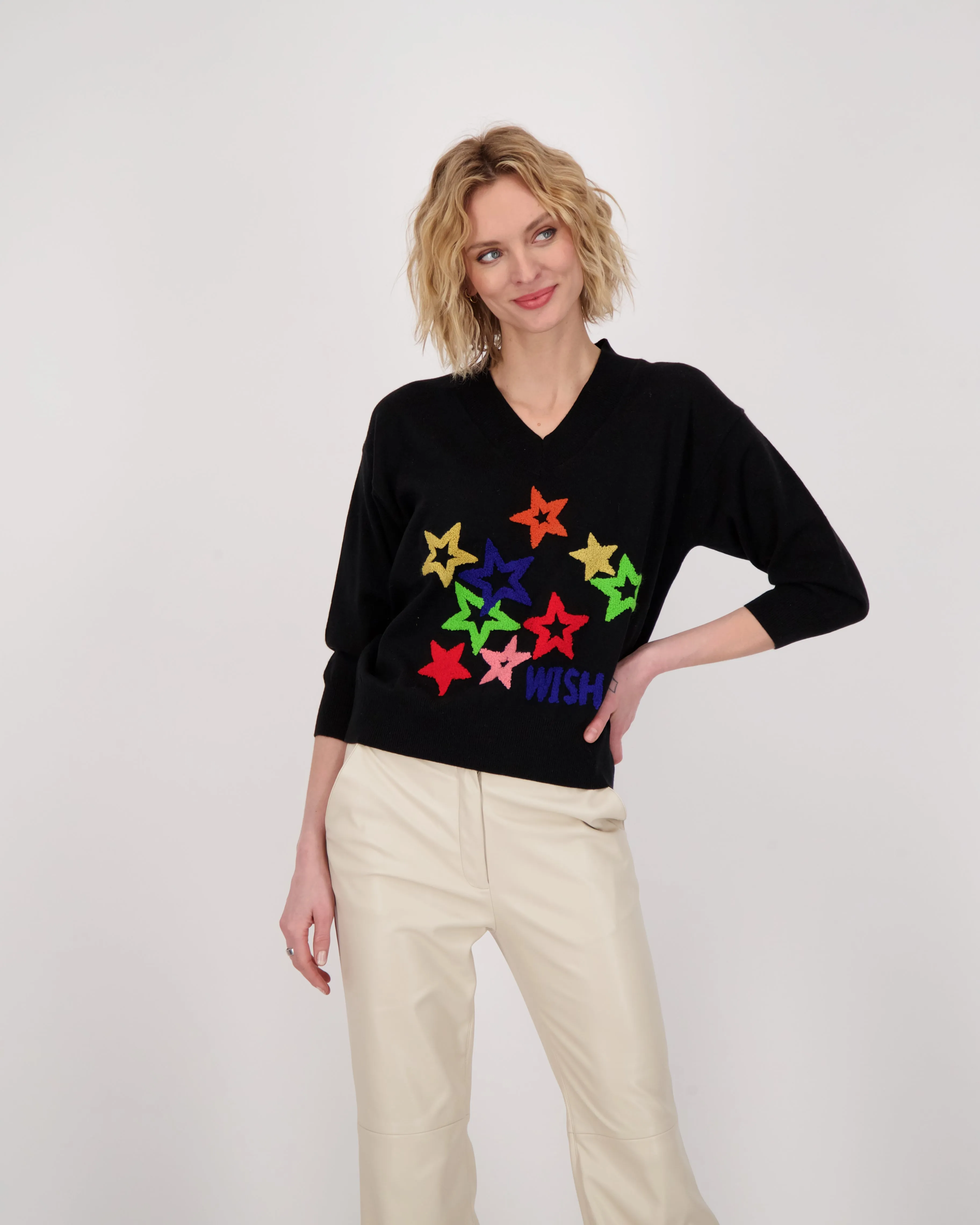 Wish For Stars V Neck Sweater