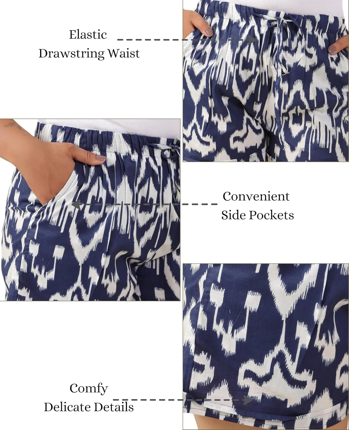 Womens Casual Shorts Drawstring Elastic High Waist Fashionable and Comfortable Summer Beach Shorts with Pockets (S-XL)
