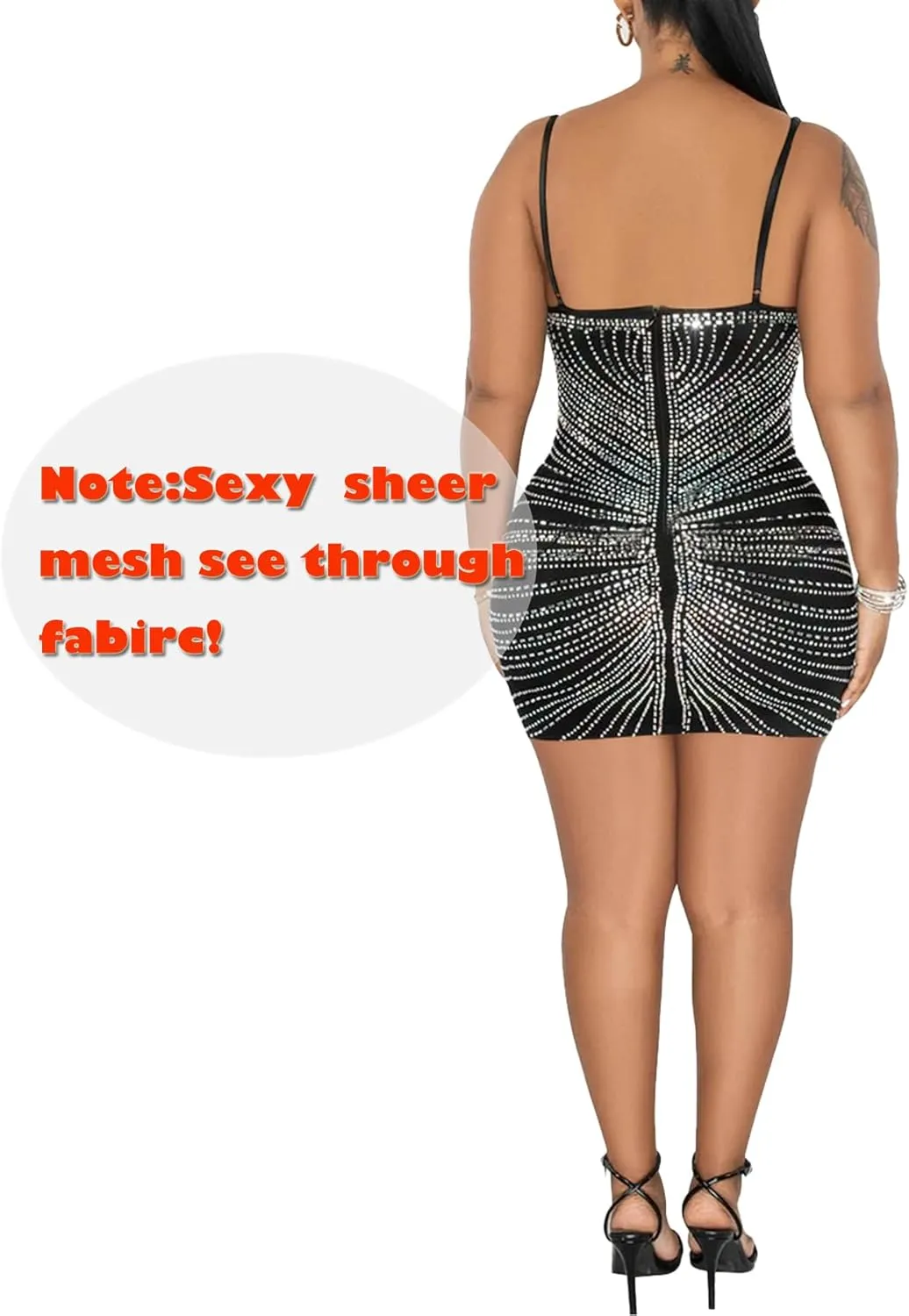 Zoctuo Women's Sexy Elegant Rhinestone Birthday Dress Sparkly Mesh See Through Hot Drilling Party Club Night Outfits